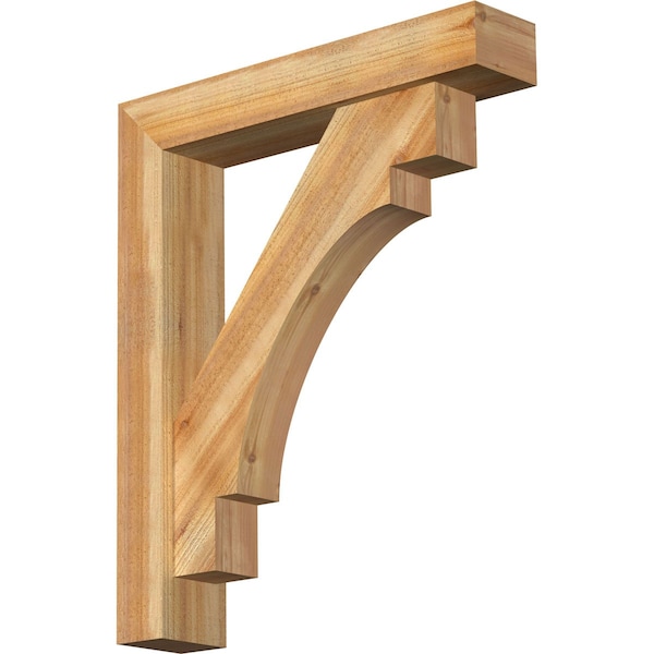 Ekena Millwork Merced Block Rough Sawn Bracket w/ Offset Brace, Western Red Cedar, 6"W x 30"D x 36"H BKT0604X30X36MRC05RWR - main